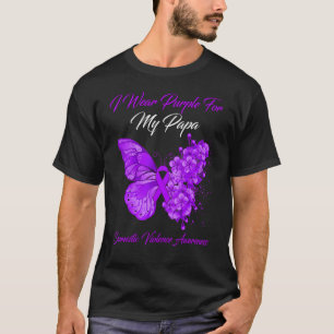 Butterfly I Wear Purple For My Papa Domestic Viole T-Shirt