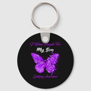 Butterfly I Wear Purple For My Son Epilepsy Awaren Keychain