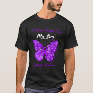 Butterfly I Wear Purple For My Son Epilepsy Awaren T-Shirt