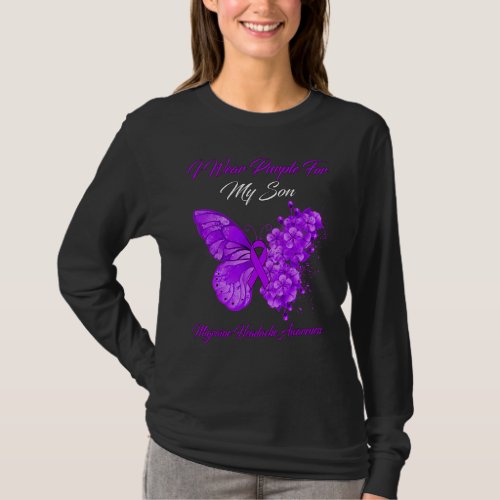 Butterfly I Wear Purple For My Son Migraine Headac T_Shirt