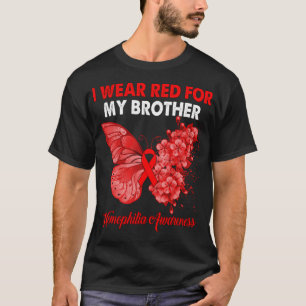 Butterfly I Wear Red For My Brother Hemophilia Awa T-Shirt