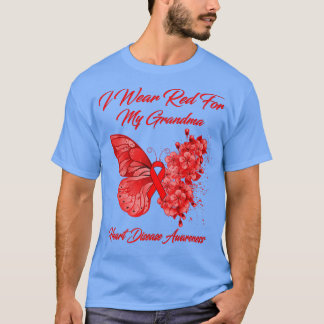 Butterfly I Wear Red For My Grandma Heart Disease T-Shirt