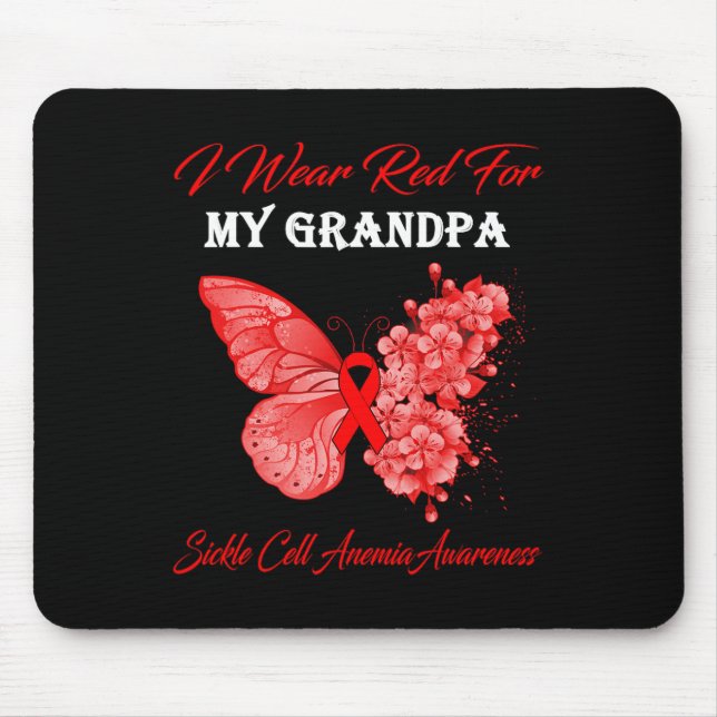 Butterfly I Wear Red For My Grandpa Sickle Cell An Mouse Pad (Front)