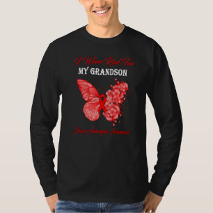 Butterfly I Wear Red For My Grandson Brain Aneurys T-Shirt