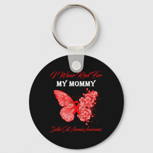 Butterfly I Wear Red For My Mommy Sickle Cell Anem Keychain