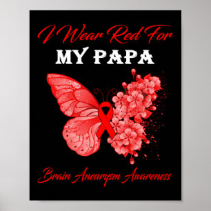 Butterfly I Wear Red For My Papa Brain Aneurysm Aw Poster