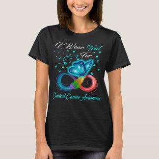 Butterfly I Wear Tead For Cervical Cancer  T-Shirt