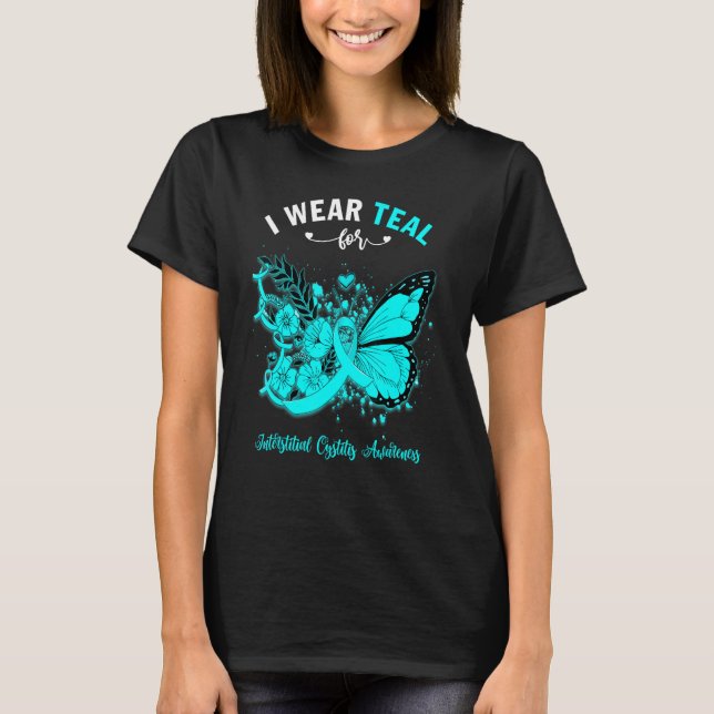 Butterfly I Wear Teal For Interstitial Cystitis Aw T-Shirt (Front)