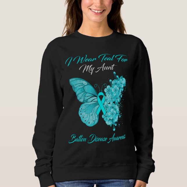 Butterfly I Wear Teal For My Aunt Batten Disease A Sweatshirt (Front)