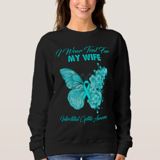 Butterfly I Wear Teal For My Wife Interstitial Cys Sweatshirt