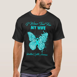 Butterfly I Wear Teal For My Wife Interstitial Cys T-Shirt