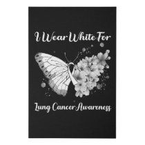 Butterfly I Wear White For Lung Cancer Awareness T Faux Canvas Print