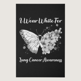 Butterfly I Wear White For Lung Cancer Awareness T Faux Canvas Print