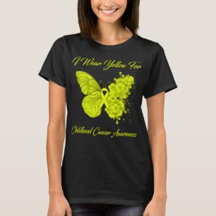 Butterfly I Wear Yellow For Childhood Cancer T-Shirt
