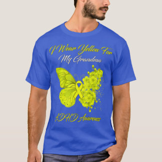 Butterfly I Wear Yellow For My Grandma ADHD Awaren T-Shirt