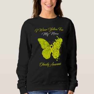 Butterfly I Wear Yellow For My Niece Obesity Aware Sweatshirt