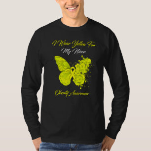 Butterfly I Wear Yellow For My Niece Obesity Aware T-Shirt