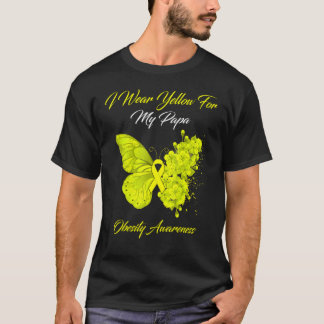 Butterfly I Wear Yellow For My Papa Obesity Awaren T-Shirt