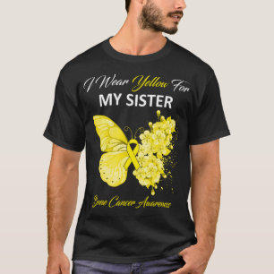 Butterfly I Wear Yellow For My Sister Bone Cancer T-Shirt