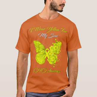 Butterfly I Wear Yellow For My Son ADHD Awareness  T-Shirt