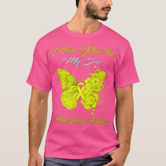 Butterfly I Wear Yellow For My Son Childhood Cance T-Shirt