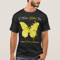 Butterfly I Wear Yellow For Sarcoma Cancer Awarene T-Shirt