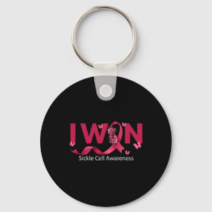 Butterfly I Win Burgundy Ribbon Sickle Cell Awaren Keychain