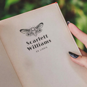 Butterfly illustration Bold Ex Libris Book Rubber Stamp