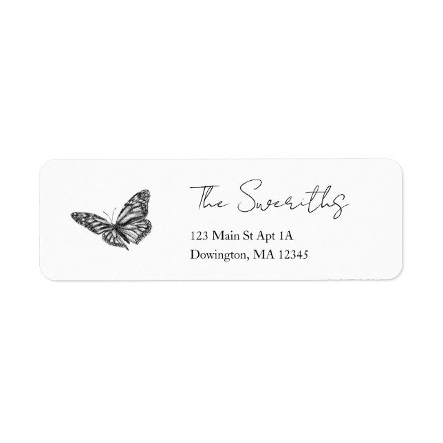 Butterfly Illustration Return Address Label (Front)