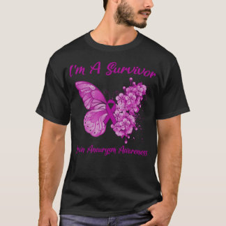 Butterfly I'm A Survivor Brain Aneurysm Awareness T-Shirt