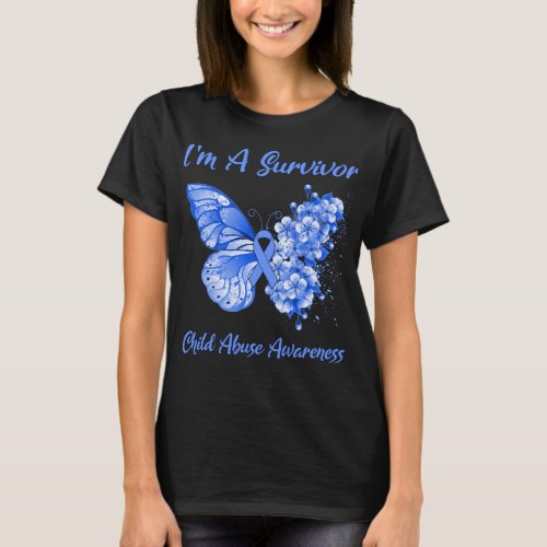 Butterfly Im A Survivor Child Abuse Awareness T_Shirt