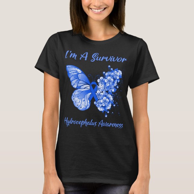 Butterfly I'm A Survivor Hydrocephalus Awareness T-Shirt (Front)