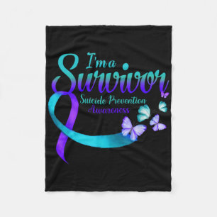 Butterfly Im A Survivor Suicide Prevention Awaren Fleece Blanket