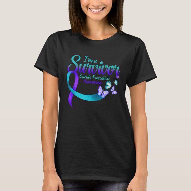 Butterfly I'm A Survivor Suicide Prevention Awaren T-Shirt (Front)