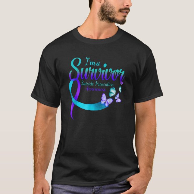 Butterfly I'm A Survivor Suicide Prevention Awaren T-Shirt (Front)