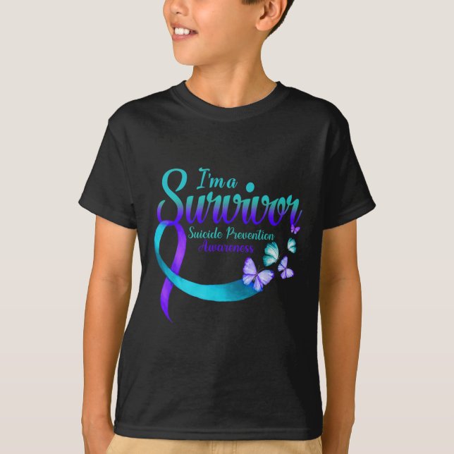 Butterfly I'm A Survivor Suicide Prevention Awaren T-Shirt (Front)