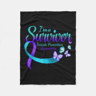 Butterfly Im A Survivor Suicide Prevention Awarene Fleece Blanket