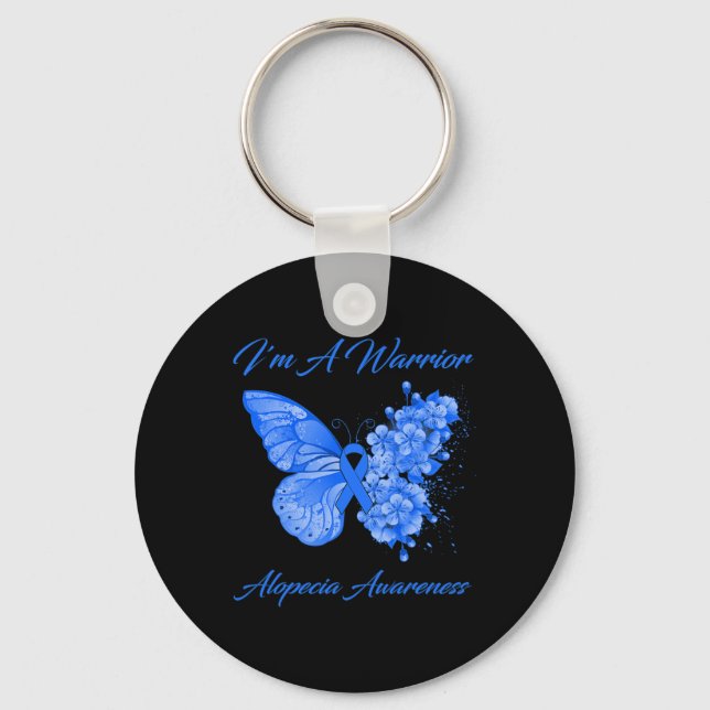 Butterfly I'm A Warrior Alopecia Awareness  Keychain (Front)