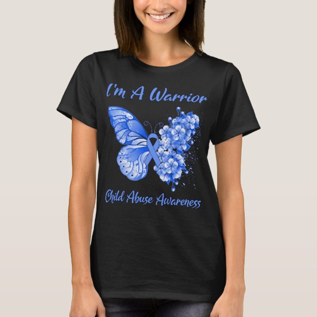 Butterfly I'm A Warrior Child Abuse Awareness T-Shirt (Front)
