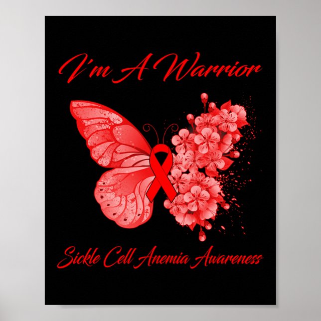 Butterfly I'm A Warrior Sickle Cell Anemia Awarene Poster (Front)