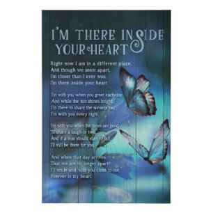 Butterfly I'm There Inside Your Heart Faux Canvas Print