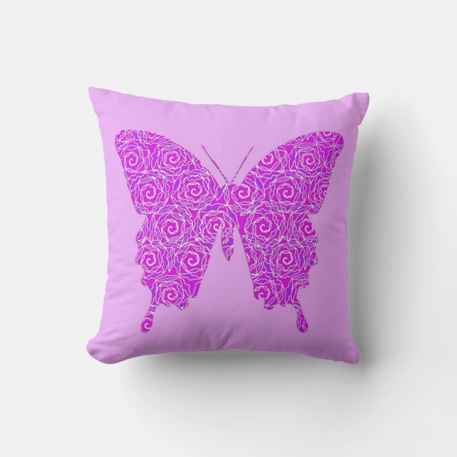 Butterfly in abstract pattern - lavender, purple throw pillow (Front)
