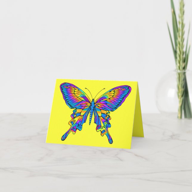 Butterfly in Beautiful Multi-Color with Blue Card (Front)