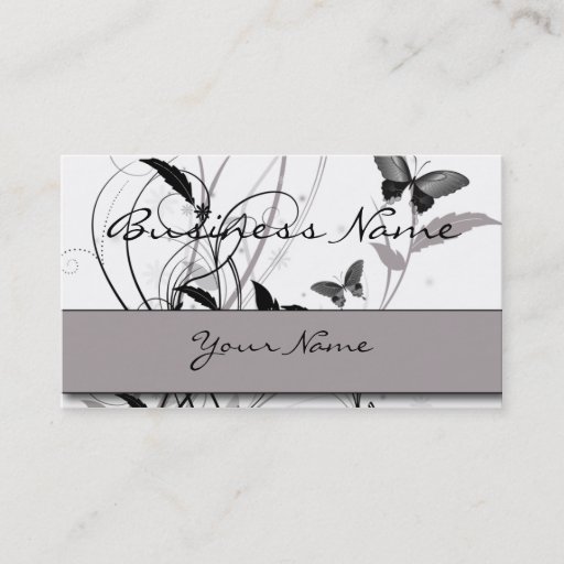 Customizable Butterfly in Black and Grey Business Card