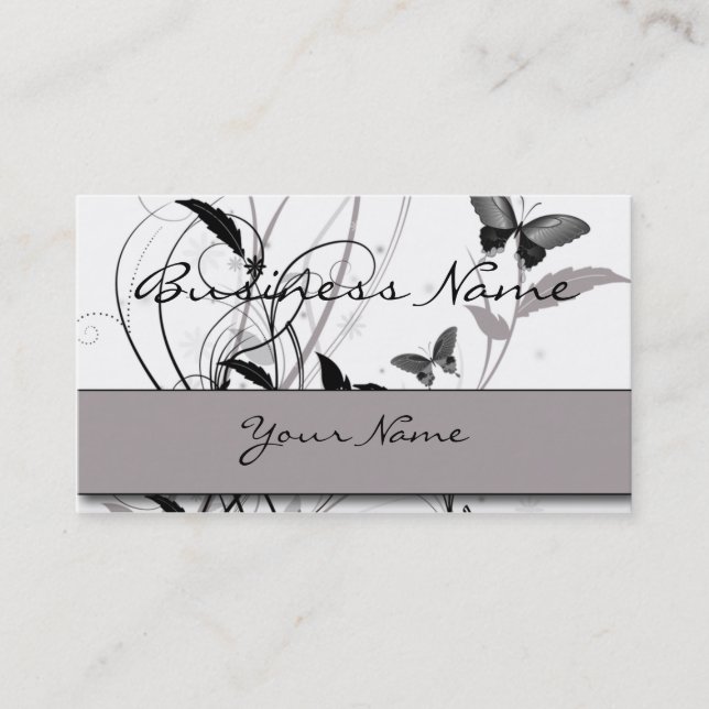 Butterfly in Black and Grey Business Card (Front)