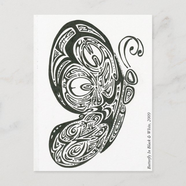Butterfly In Black & White, 2009 Postcard (Front)