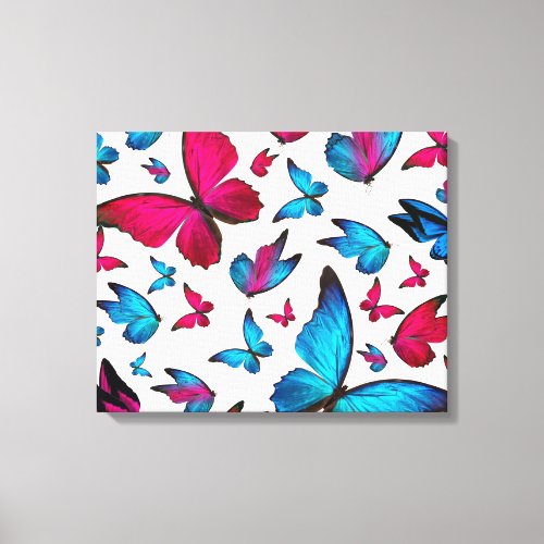 Butterfly in Blue And Pink Color Canvas Print