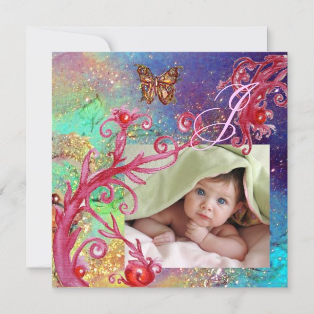 BUTTERFLY IN BLUE, BABY BOY SHOWER Photo Template (Front)