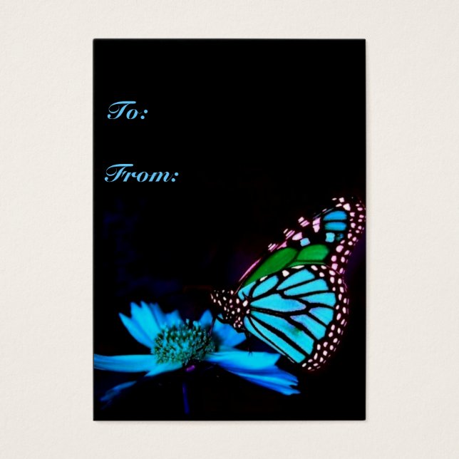 Butterfly in Blue Light -Vertical Gift Tag (Front)