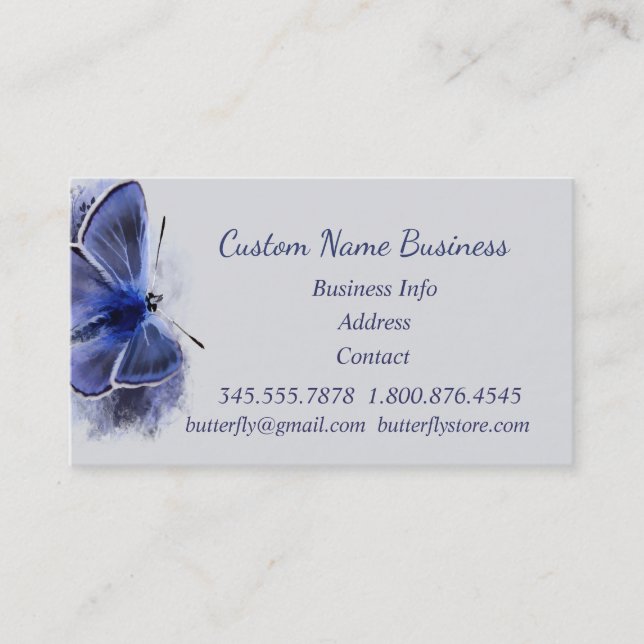 Butterfly in Blue Shop Store Business Business Card (Front)